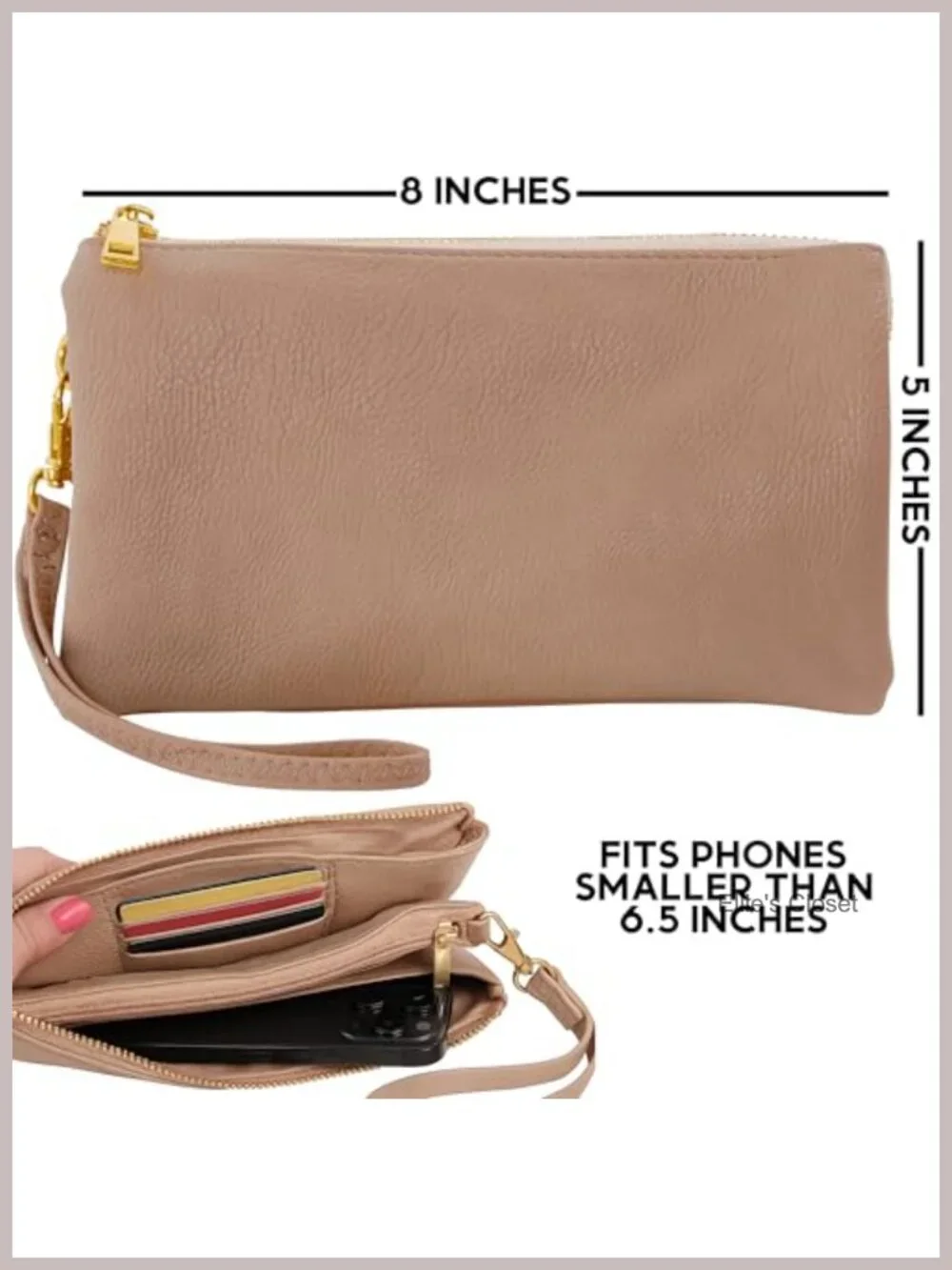 Vegan Leather Convertible Crossbody Wristlet Clutch